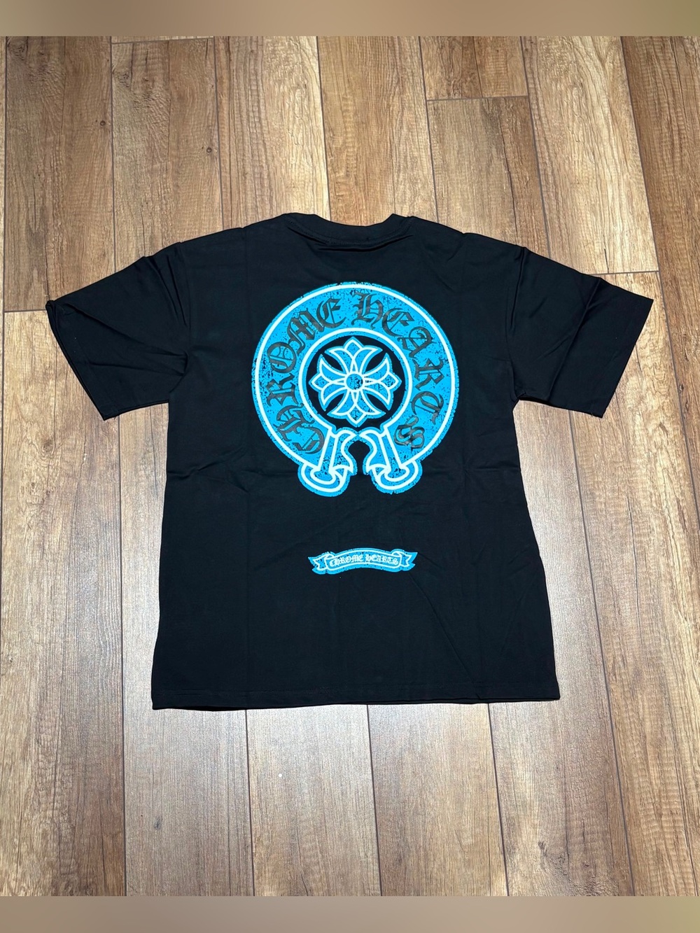 Chrome Hearts Black T‑Shirt with Blue Logo Short Sleeves Brand New Mens Size M